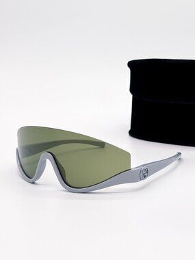 NEW GUCCI SUNGLASSES GG1650S 011 SHIELD GRAY GREEN UNISEX GUCCI EYEWEAR